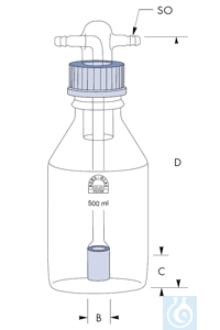 Gas washing bottle, filter candle Ø 9 x H 20 mm, 500 ml, Por. 2, GL 45, Robu®